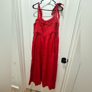 Elegant Red Tie Maxi Dress